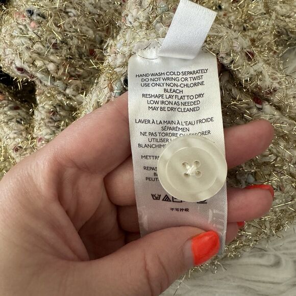 Maeve Anthropologie Wool Chunky Knit Cardigan Womens Twinkle Crop Sweater Medium - Picture 13 of 14